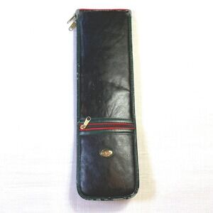 Tie Rack London Black Leather Zip Around Tie Case Pouch Organizer